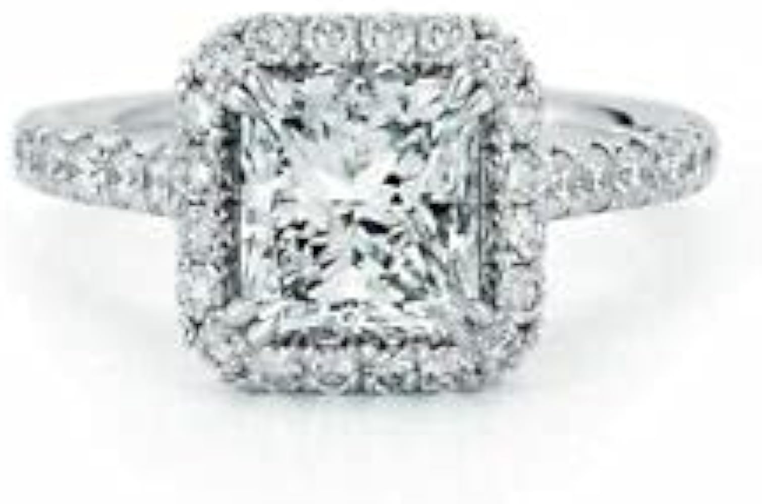 2.3ct Princess Cut Diamond Accent Halo Engagement Ring 10k White Gold Plated