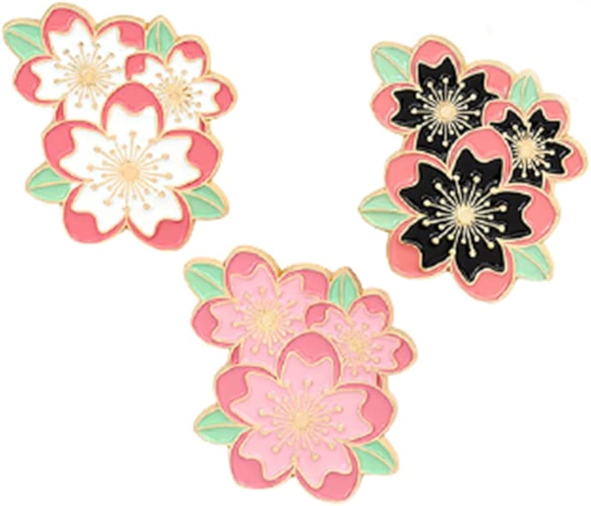 4pcs Cherry Blossom Brooch Pins Cute Flower Cherry Blossom Enamel Lapel Pin for Teen Girls Women Jewelry Gifts Friendship