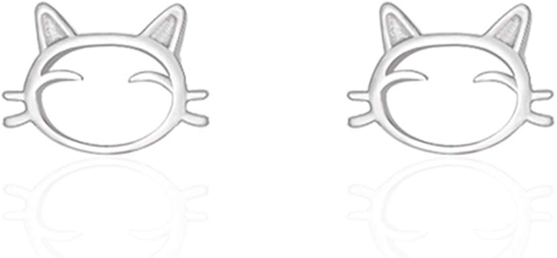 Tiny Cat Stud Earrings S925 Sterling Silver Minimalist Cute Animal Pet Small Cartilage Earring Studs Posts Ear Piercing Christmas Jewelry Hypoallergenic for Women