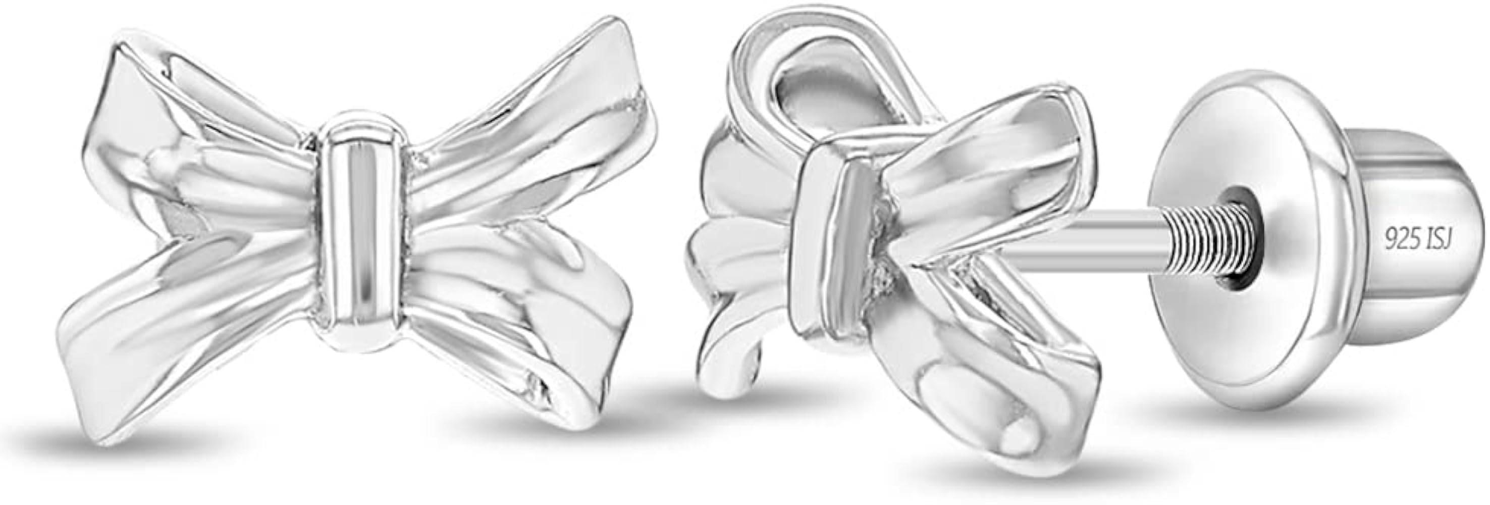 925 Sterling Silver Girls Tiny Bow Screw Back Earrings - Ribbon Stud Earrings for Toddlers, Young Girls & Teen's - Stylish and Cute Bow Earrings for All Occasions