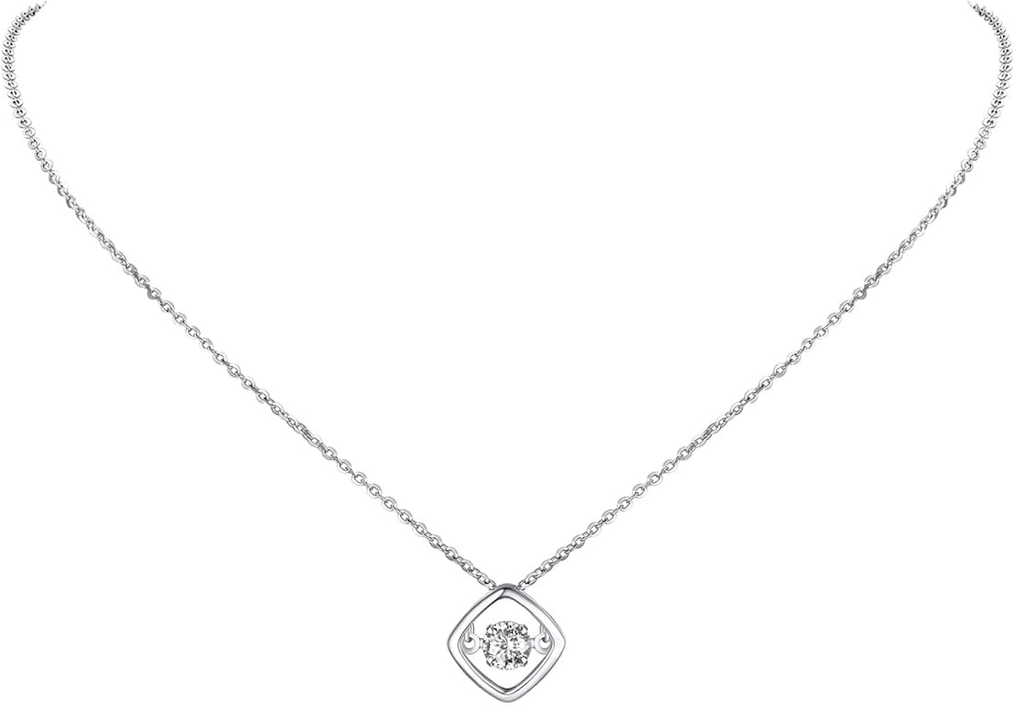 925 Sterling Silver Dainty Necklace for Women Teen Girls, AAA+ Cubic Zirconia, Floating Simulated Diamond Necklace, 15"/17" Adjustable, Come Gift Box