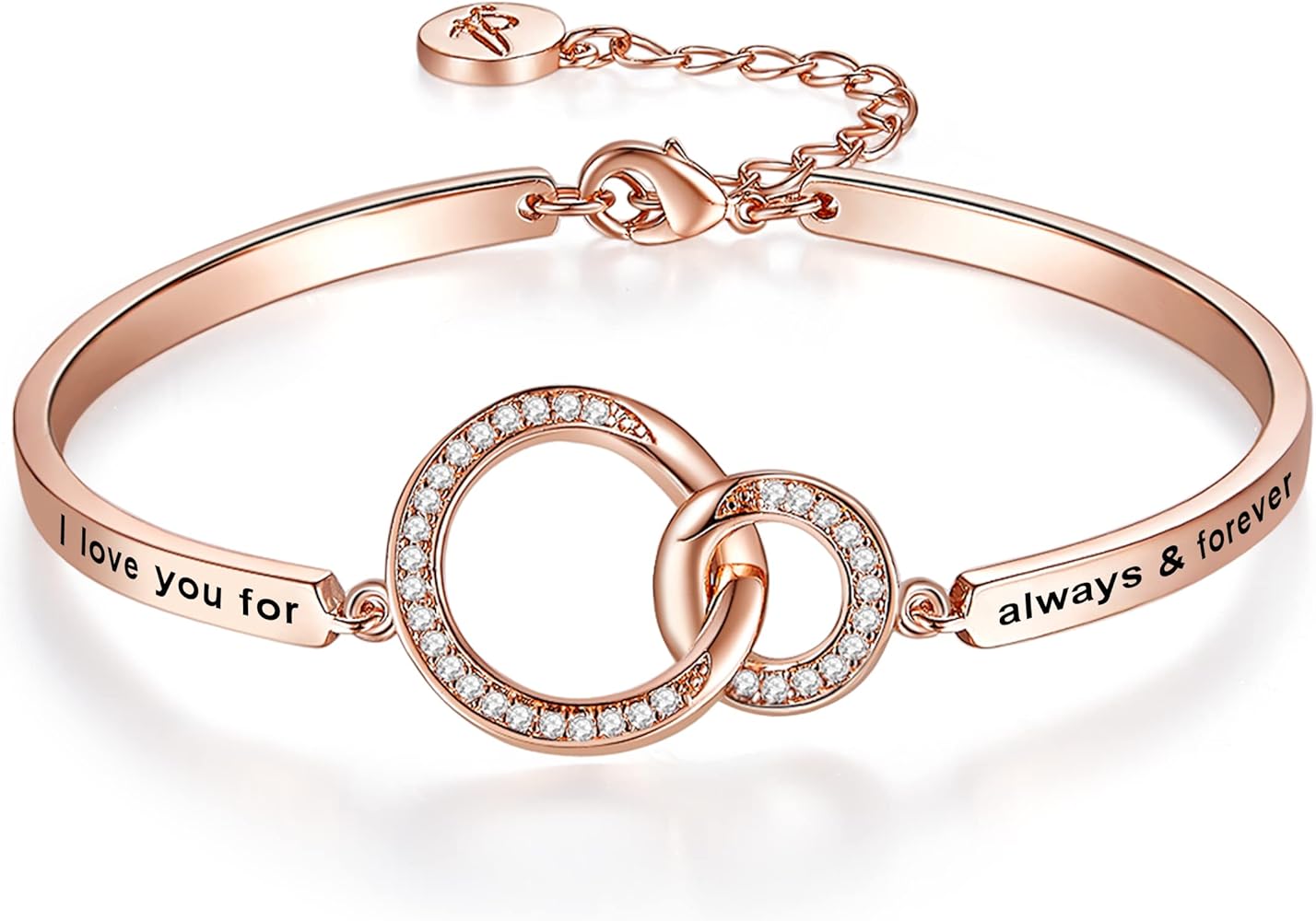 Mothers Day Gifts, ‘I Love You for Always and Forever/to the Moon and Back’ Bangle Bracelet, Birthday Anniversary Xmas Jewelry Presents for Girlfriend Wife Nana Auntie Mom Daughter Sister