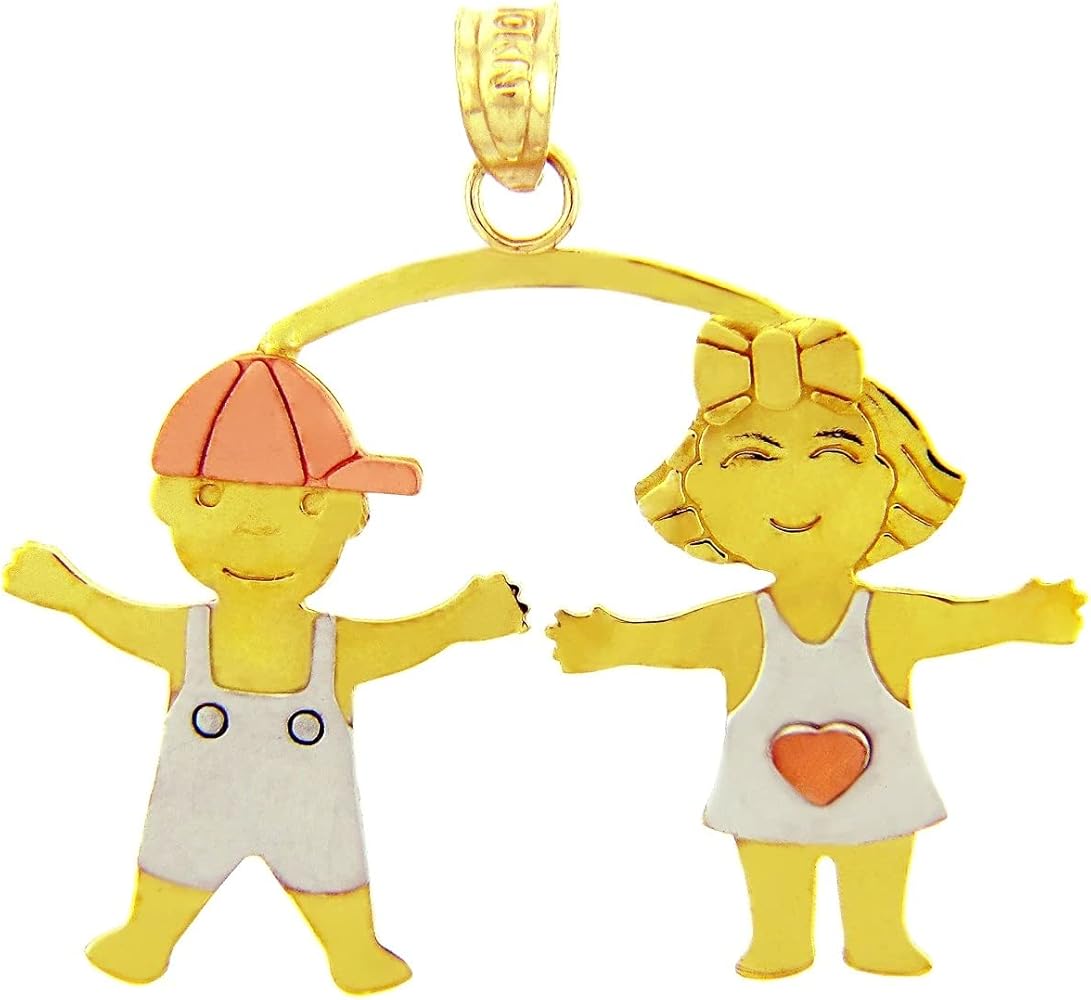 TRI-TONE GOLD BOY AND GIRL CHARM - Gold Purity:: 14K