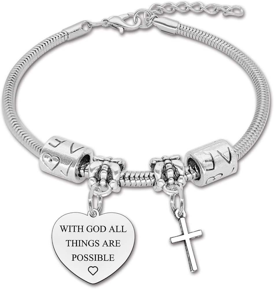 Baptism Gifts Bracelet Goddaughter Gifts Christian Gift Religious Jewelry Faith Gift for Women Men Inspirational Gifts for Teens Bible Verse Gift from Mom Dad First Communion Gift Spiritual Gifts