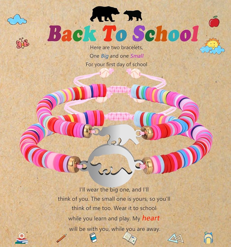 First Day of School/Kindergarten/Pre-k Gifts Back to School Gifts for Girls Mom and Daughter Bracelets Gifts