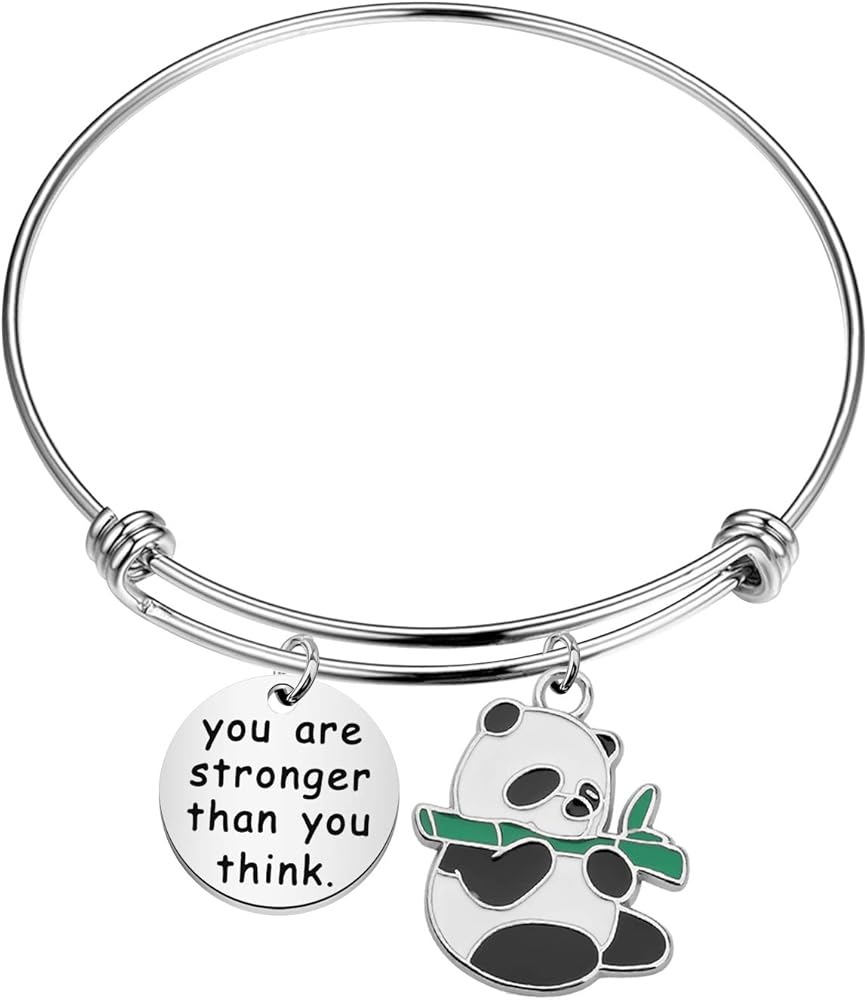 UJIMS Panda Gifts Panda Bear Bracelet You are Stronger Than You Think Inspired Animal Panda Lovers Jewelry