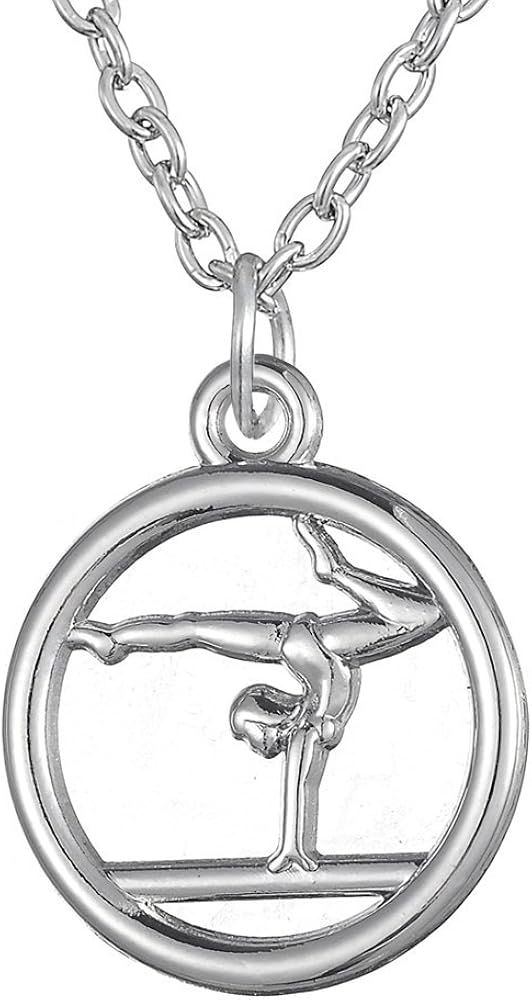 TEAMER Gymnastics Pendant Trendy Gymnastics Necklace Sport Ballerina Jewelry for Women Girls for Birthday Christmas (Zinc Alloy)