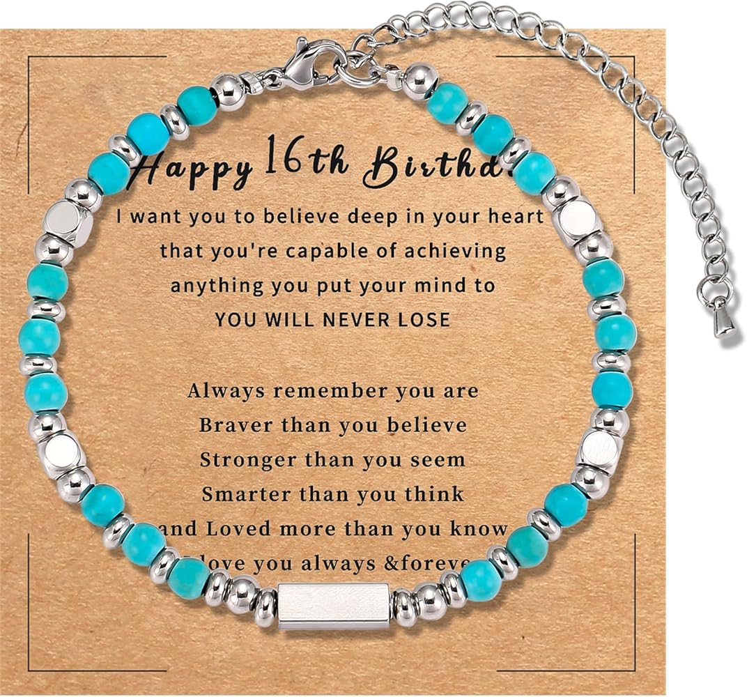 6-21 Years Old Teens Birthday Gifts, Tiny Turquoise Beaded Bracelets for Teen Teens Unique Birthday Gifts for Daughter/Granddaughter/Niece/Sister/Friends