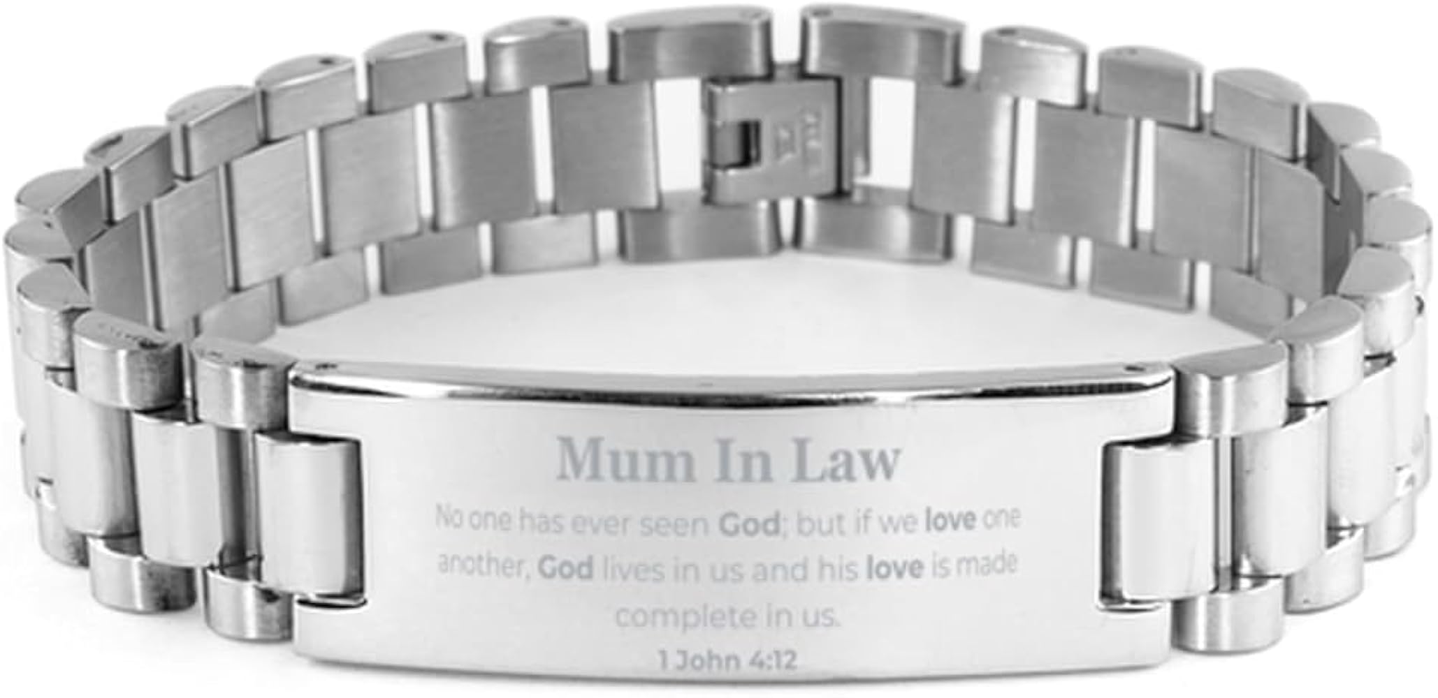 Stainless Steel Ladder Bracelet Mum In Law Gifts Gods Love Engraved Inspirational Jewelry Perfect Birthday Christmas Graduation Easter 1 John 4:12