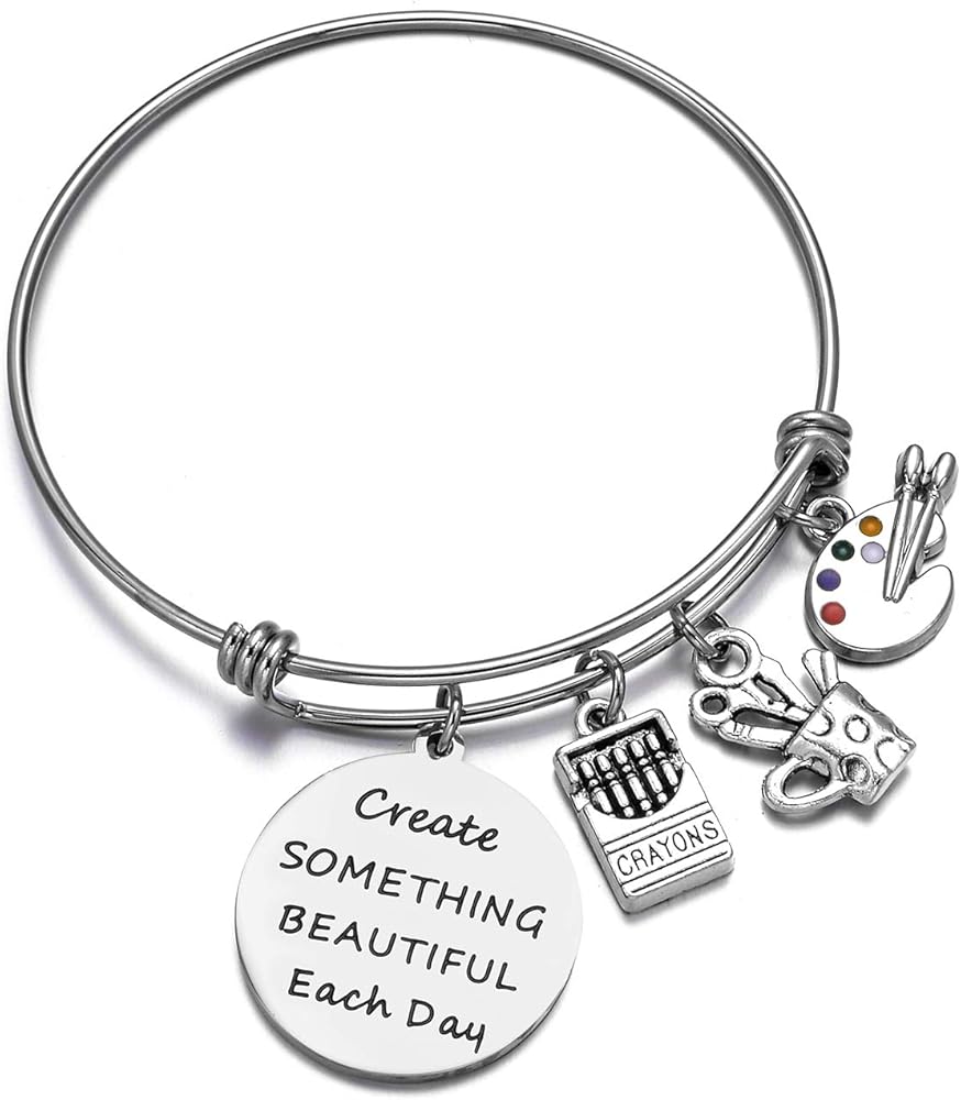 Inspiration Jewelry Paint Bracelet Artist Gift Create Something Beautiful Each Day Girls Bangle