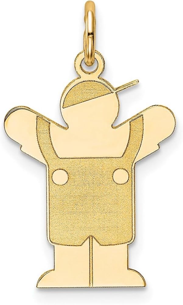 14k Yellow Gold Solid Polished Engravable Laser Etched Kid Charm Pendant Necklace Measures 25x15mm Wide Jewelry for Women