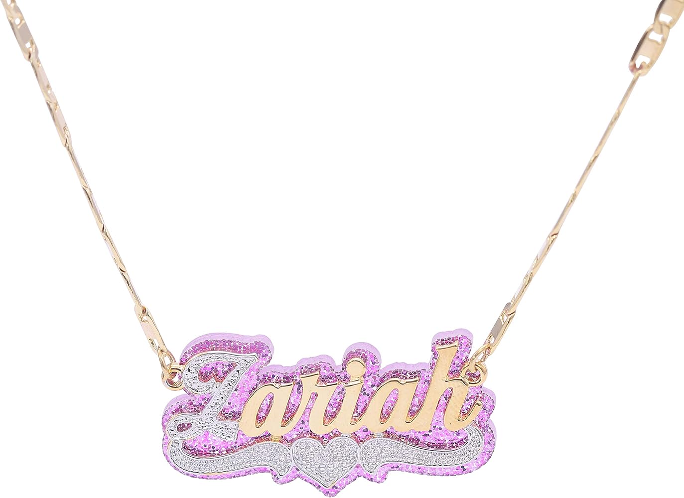 Personalized Custom Name Necklace with Acrylic Board Nameplate Double Layer Pendant Delicate Jewelry