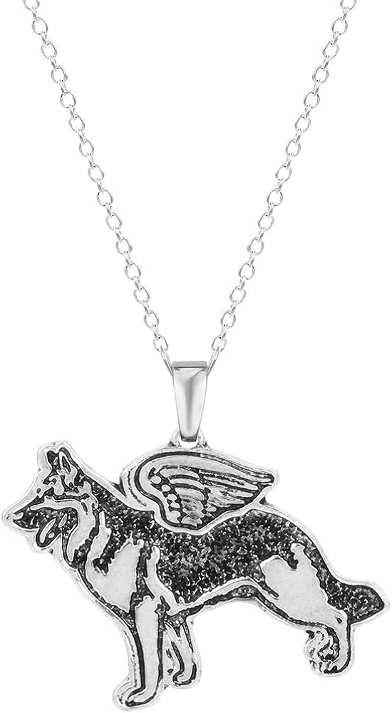 AILUOR German Shepherd Dog Necklace, Love Heart Dog Pendant Necklace Greyhound Dog Memorial Gift