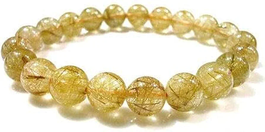 Natural Golden Hair Crystal Loose Beads Round Beads Yellow Hair Crystal semi Finished DIY Jewelry Accessories Wholesale 7A Rank (15)