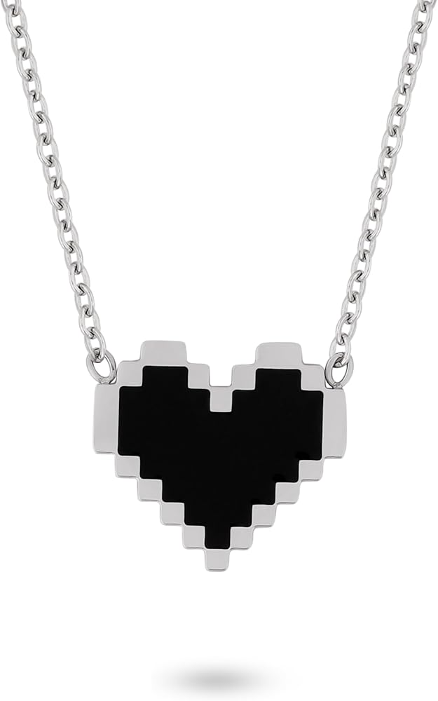 Dark Coquette Black Heart Pendant Necklace Aesthetic Jewelry for Girls Women