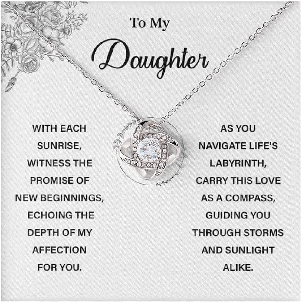 Valentine's Day Gifts For Daughter From Parents - With Each Sunrise - A Heartfelt Necklace From Dad Or Mom, A Birthday Gift For My Youngest Daughter, Graduation Jewelry For My Daughter With Amazing Message Card Box And An Elegant Gift Box