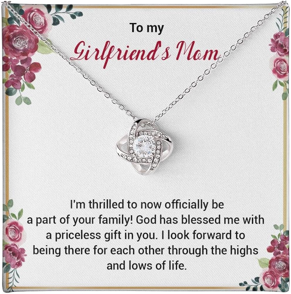 To My Girlfriend’s Mom Necklace, I’m Thrilled to Now Officially, Gift for Mother’s Day Anniversary, Birthday Present for Girlfriends Mother, Pendant Jewelry for Mom, With Message Card and Standard/Luxury Box