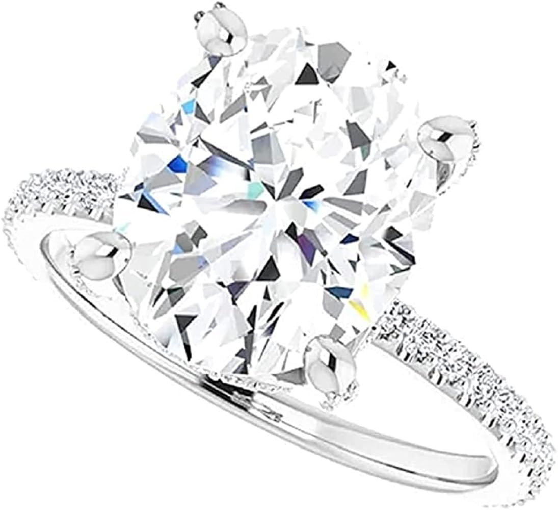 3 CT Oval Moissanite Engagement Ring Colorless VVS1 10K 14K 18K white Gold & 925 Sterling diamond Ring Anniversary Wedding Bridal Ring Set Wedding Gift For Her