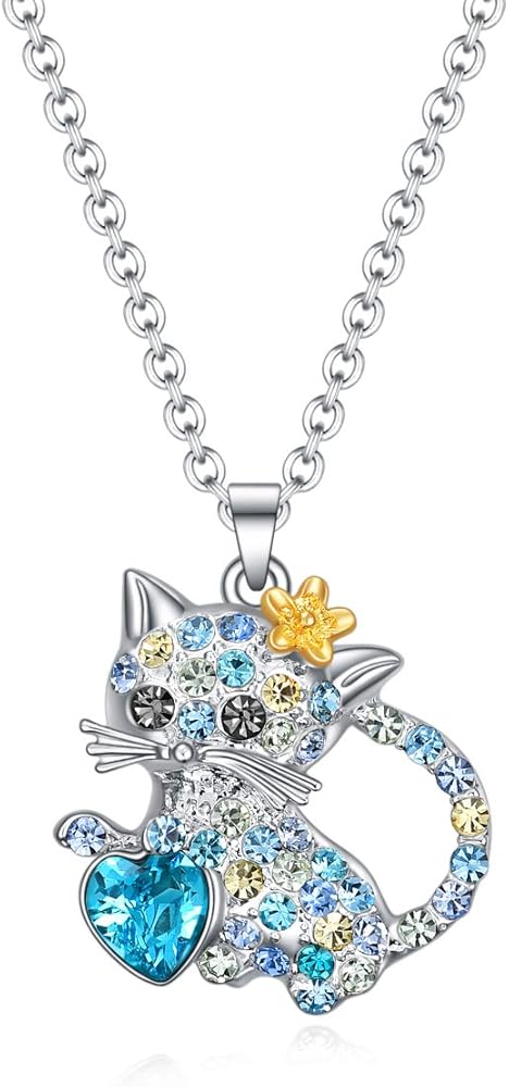 SUMFAN Cat Necklace Jewelry for Women Girls, Teen Girls Cat Jewelry Gifts for Cat Lovers