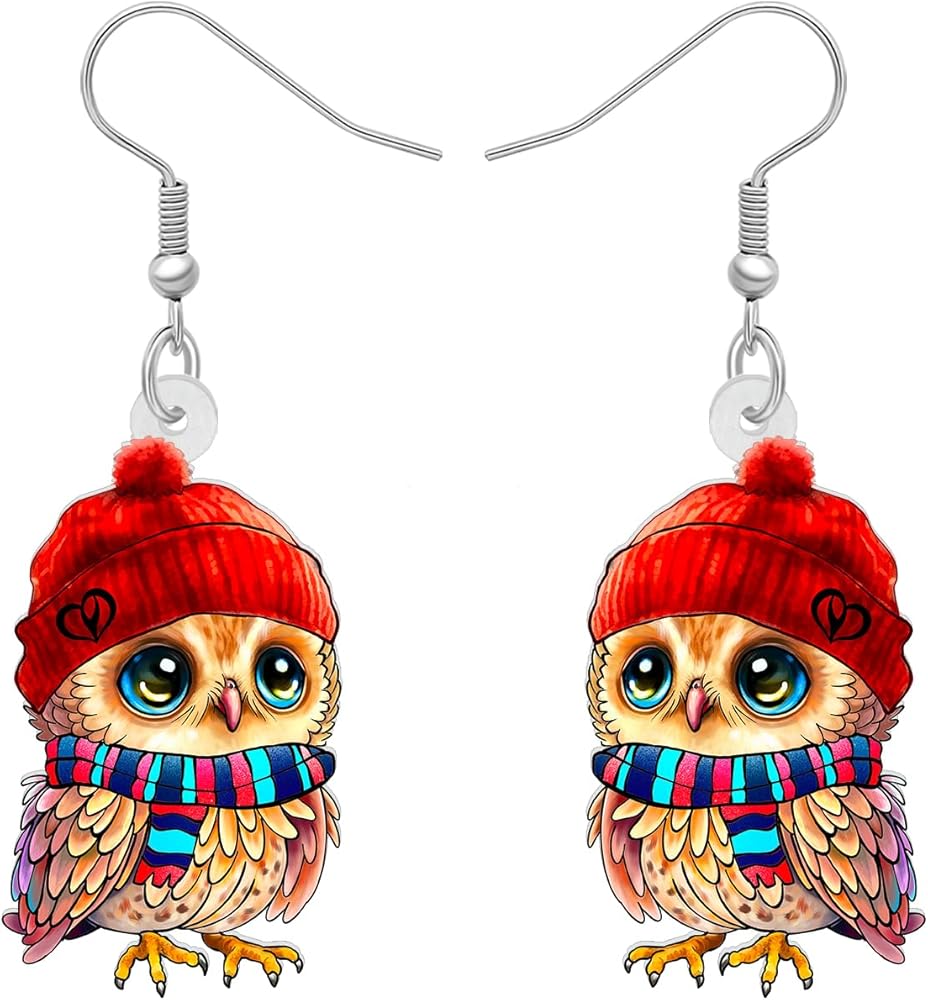 Cute Acrylic Owl Earrings Dangle Cartoon Owl Jewelry for Women Owl Lovers Gifts