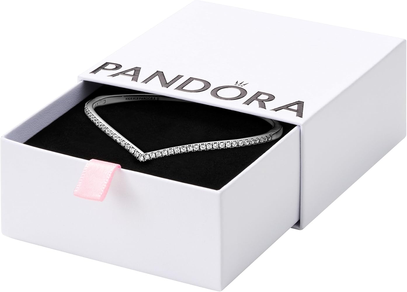 Pandora Jewelry Sparkling Wishbone Bangle Cubic Zirconia Bracelet in Sterling Silver, With Gift Box