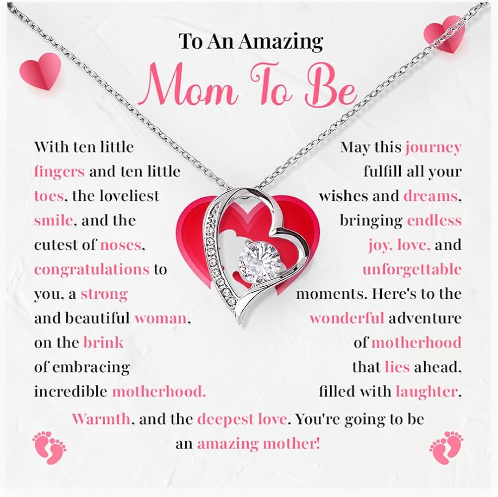 To An Amazing Mom To Be Necklace Gift - First Time Mom Gift for Expecting Mother - Pregnancy Gifts for First Time Moms, With Sentimental Message Card and Stunning Box, New Mom Jewelry