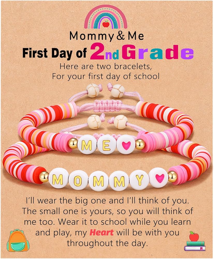 UNGENT THEM First Day of School Gifts for Mom and Daughter Mommy and Me Back to School Bracelets