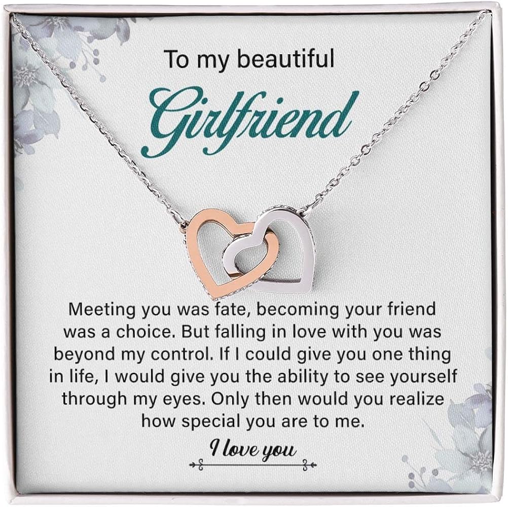 To My Beautiful Girlfriend Necklaces For Women Valentine’s Day Happy Anniversary Present For Girls Jewelry For Girlfriend Priceless Gift For Her.