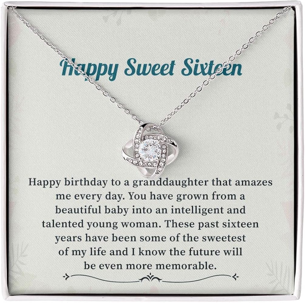 Happy Sweet Sixteen Gifts For Sweet 16 Birthday Gifts For Teenage Girl Jewelry Pendant Love Gifting Idea For Her Gift Ideas Necklace With Message Card And Gift Box.