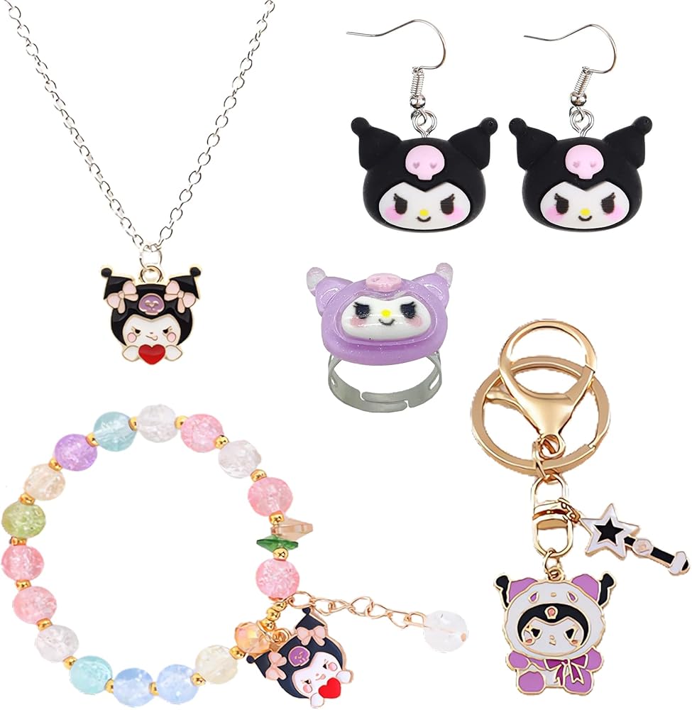 Cute Gifts Anime jewelry Bracelets Earrings Rings Keychains Necklaces Cartoon Gifts For Women Girls Birthday Gifts