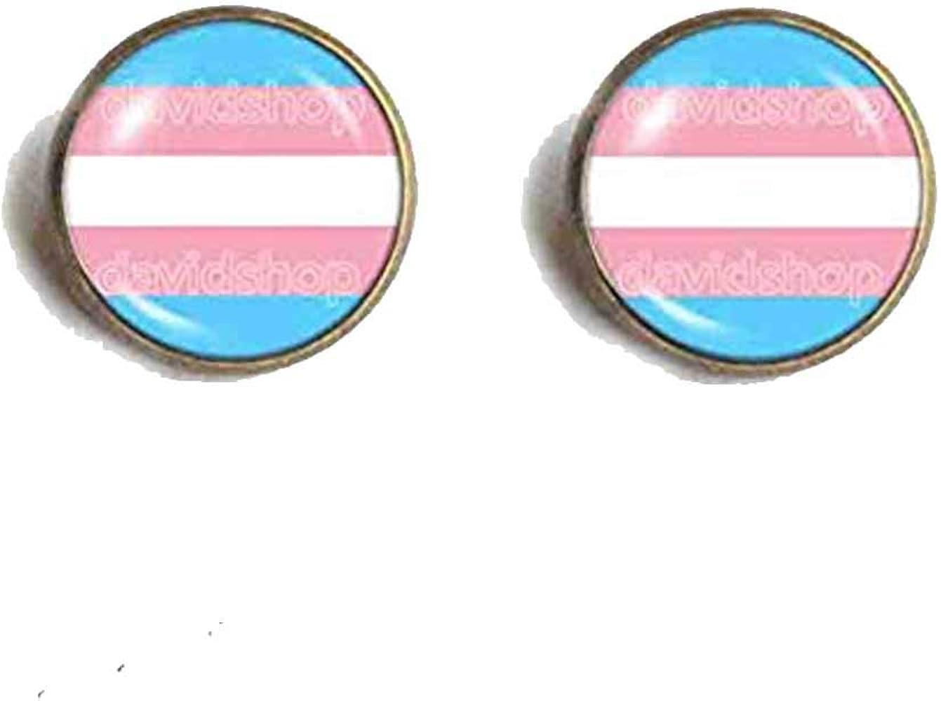 Handmade Design By ShiCong Fashion Jewelry Trans Pride Cuff Earring Flag Transgender Cosplay