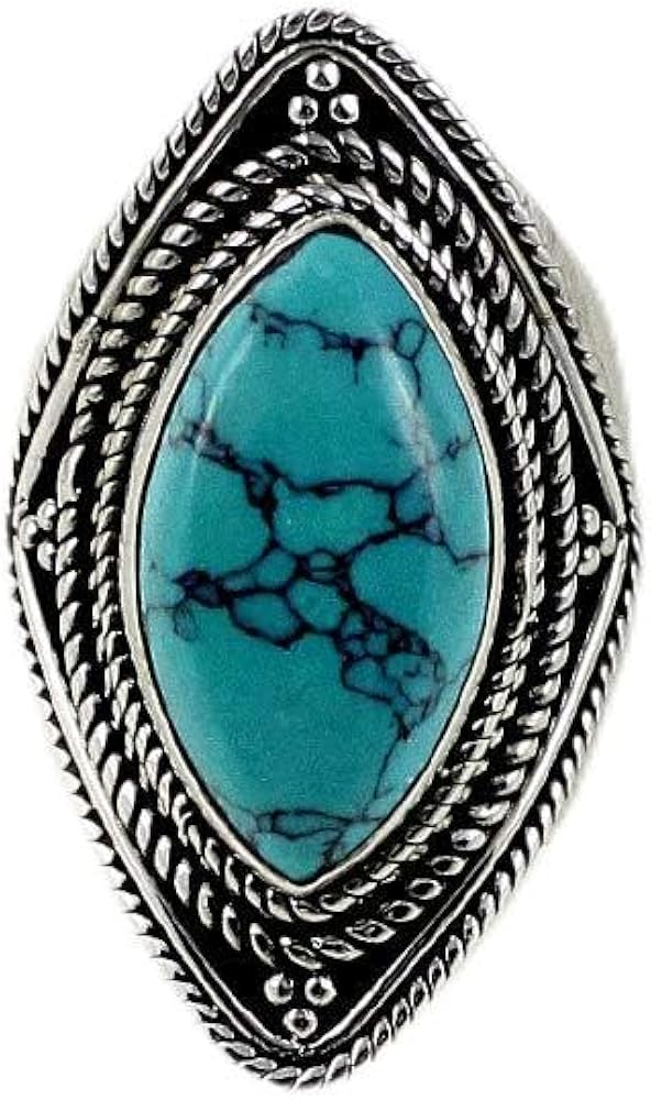 Natural 8.10 Gram TURQUOISE Gemstone 925 Sterling Silver Jewelry Ring Size- US 7