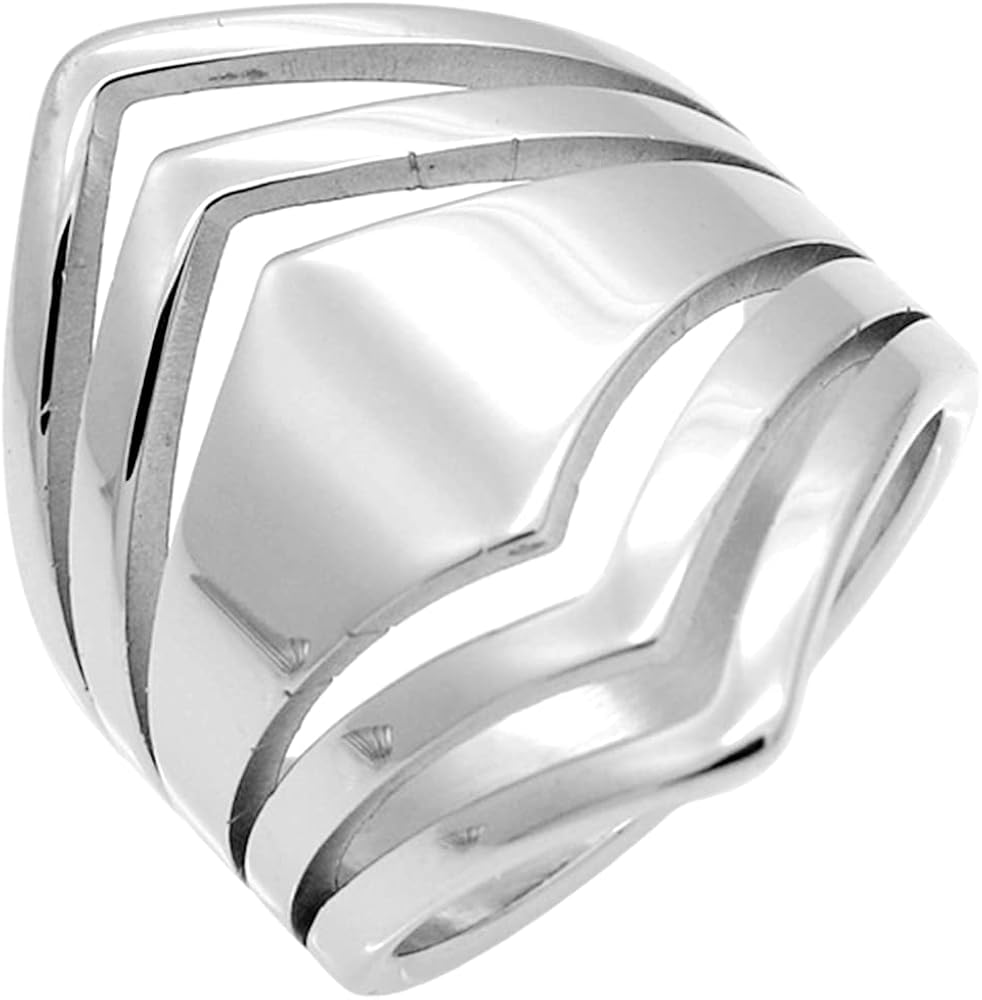 Jude Jewelers Stainless Steel Chevron Style Chunky Wrap Statement Promise Anniversary Birthday Festival Party Ring