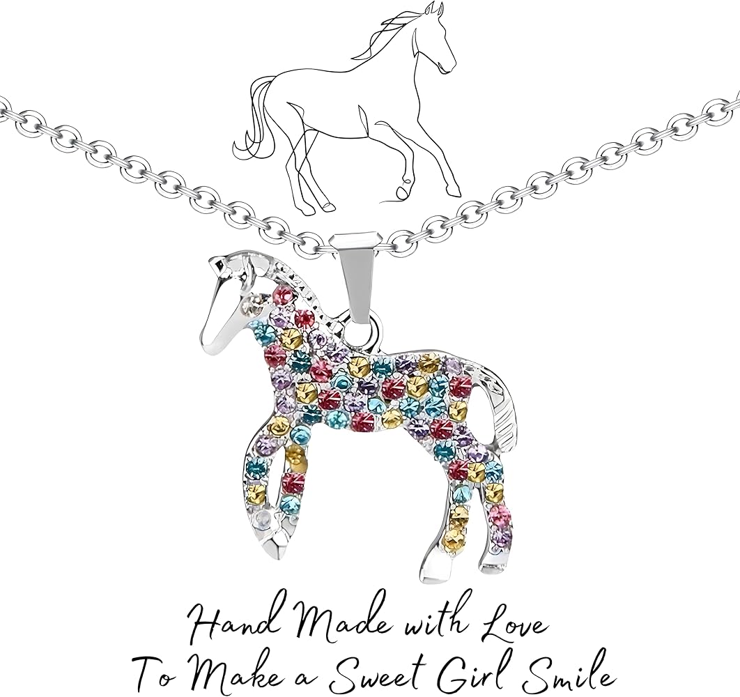 Moon's Eclipse Girls Horse Necklace, Horse GiftHorses Lovers, Birthday Good Luck Gift, Sister, Granddas, Jewelry for Girls, Daughter, Women, Pendant For Teen Daughter, Charm Kids Necklace