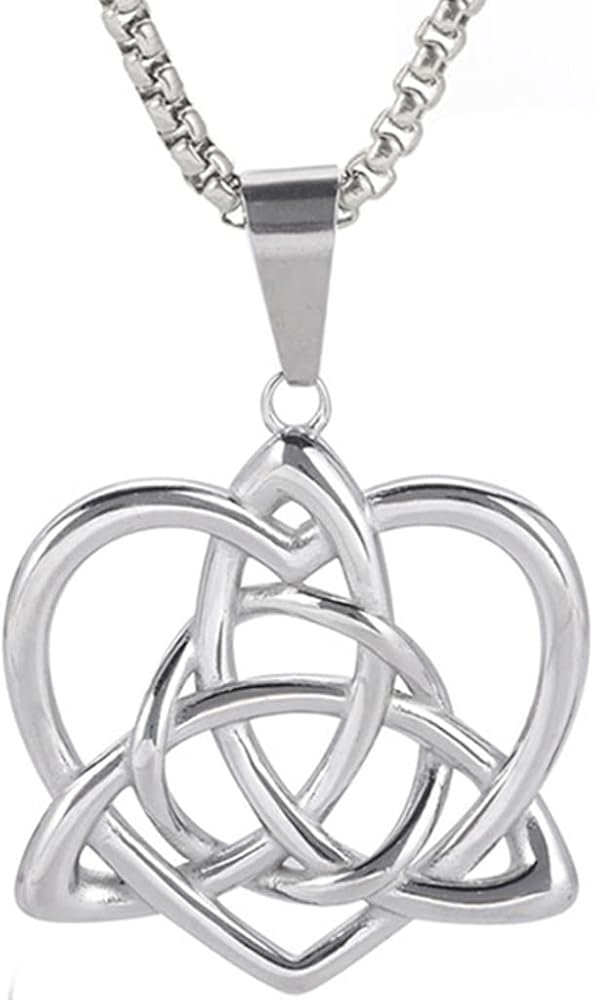 Jude Jewelers Stainless Steel Celtic Knot Heart Shaped Statement Party Holiday Wedding Pendant Necklace