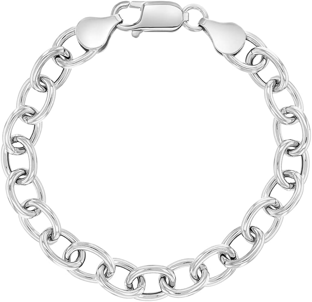 925 Sterling Silver Traditional Chain Charm Bracelet for Toddlers & Little Girls and Boys 5" & 6"- Plain Polished Traditional Chain Link Bracelet for Children - Chain Bracelet for Small Charms