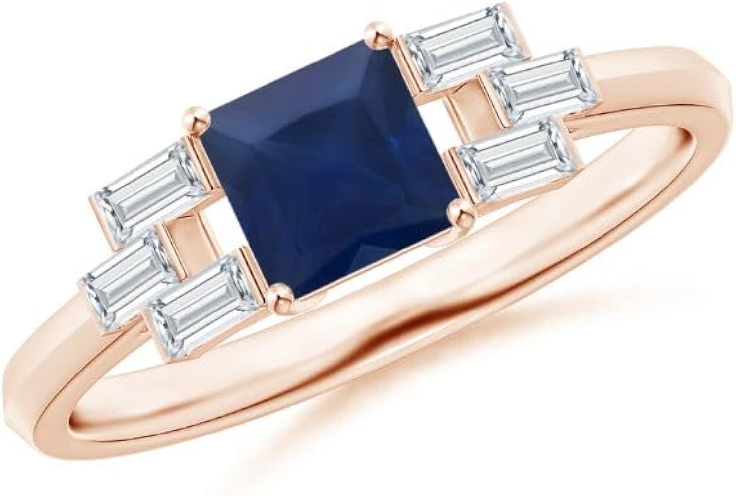 Square Shape Blue Sapphire CZ Diamond Cocktail Ring 925 Sterling Silver 18k Rose Gold plated September Birthstone Gemstone Jewelry Wedding Engagement Women Birthday Gift