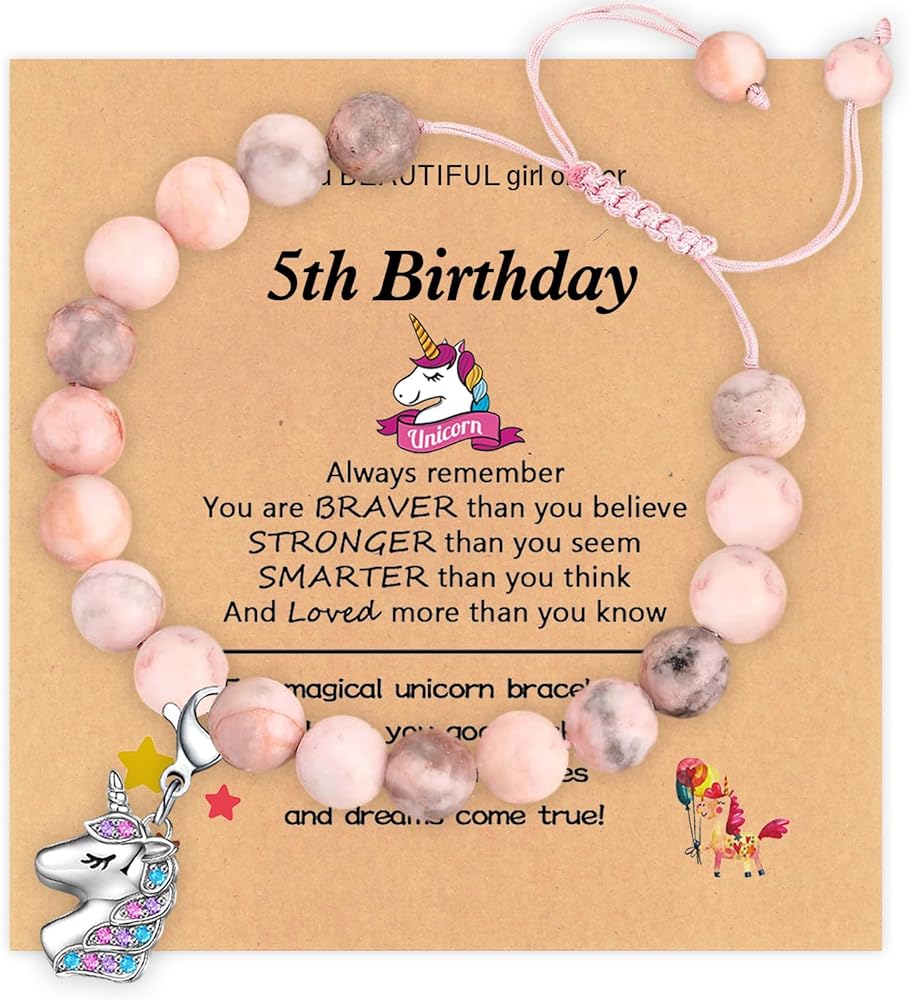 4th 5th 6th 7th 8th 9th 10th 11th 12th Birthday Gift for Girls Her Natural Stone Unicorn Bracelet Birthday Bracelet for Girlfriend Daughter Sister Granddaughter Niece Mom Wife Grandma Aunt Friend