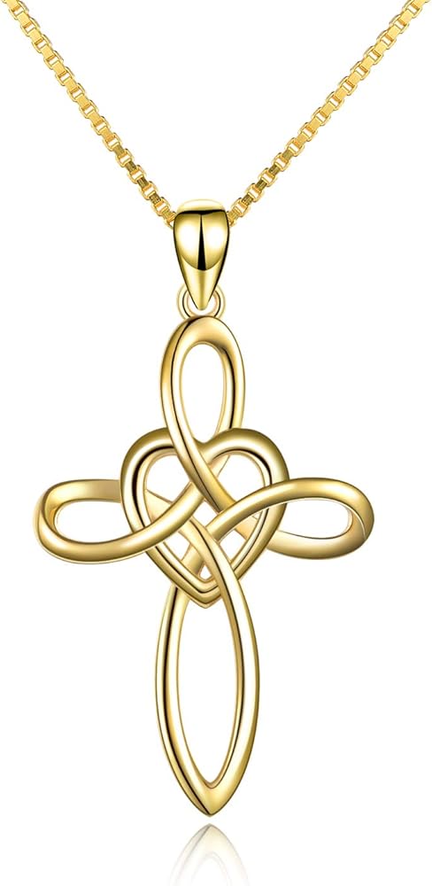 YFN Celtic Knot Cross Necklace Sterling Silver Infinity Love Heart Pendant Necklace