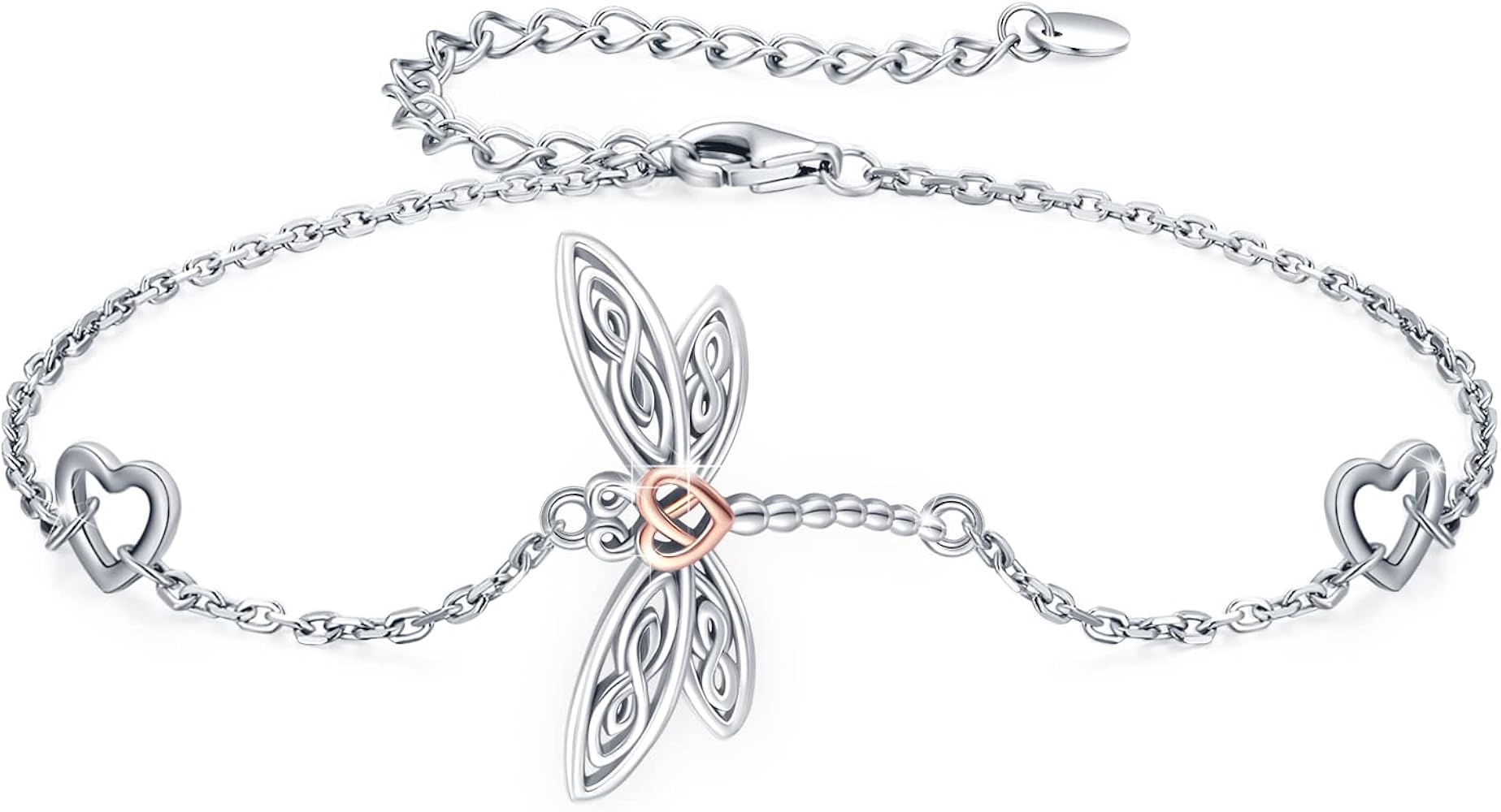 MEDWISE Dragonfly Celtic Bracelets 925 Sterling Silver Celtic Bracelets for Women Dragonfly Jewelry for Teen Girls Dragonfly Gifts for Mom Girls Daughter Christmas Bracelets Gifts