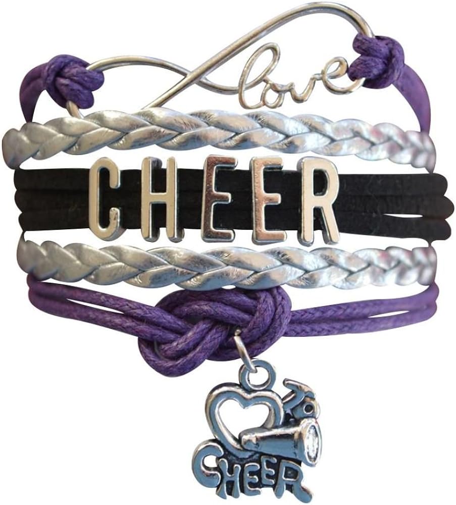 Sportybella - Cheer Bracelet- Cheerleading Charm Infinity Bracelet- Cheer Jewelry - Gift For Cheerleader, Cheer Team.