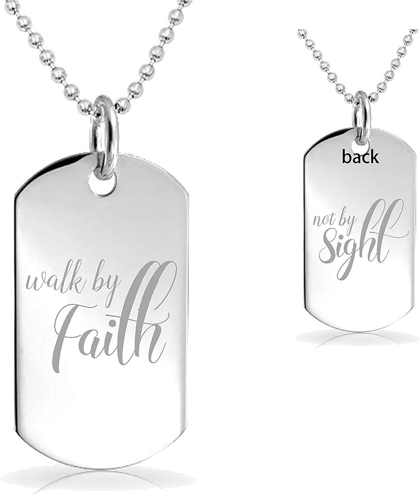 walk by faith not by sight pendant necklace Custom Engraved Charm Keychain Jewelry or Bags