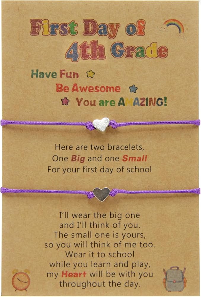 Back to School Bracelet Mommy and Me Bracelet First Day of School Bracelet Set for 2 First Day of School Matching Heart Wish Bracelet Jewellery