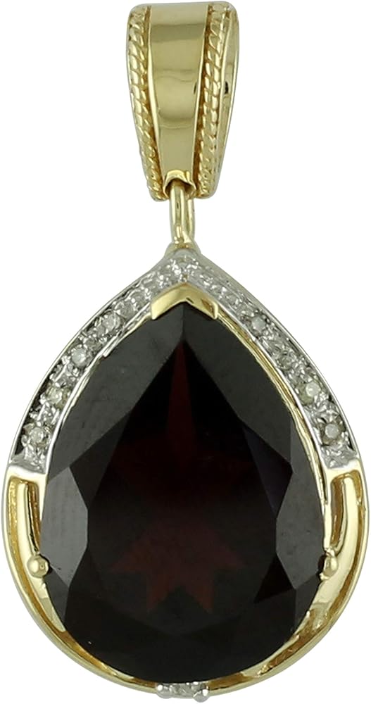 Carillon Red Garnet Natural Gemstone Pear Shape Pendant 925 Sterling Silver Anniversary Jewelry | Yellow Gold Plated