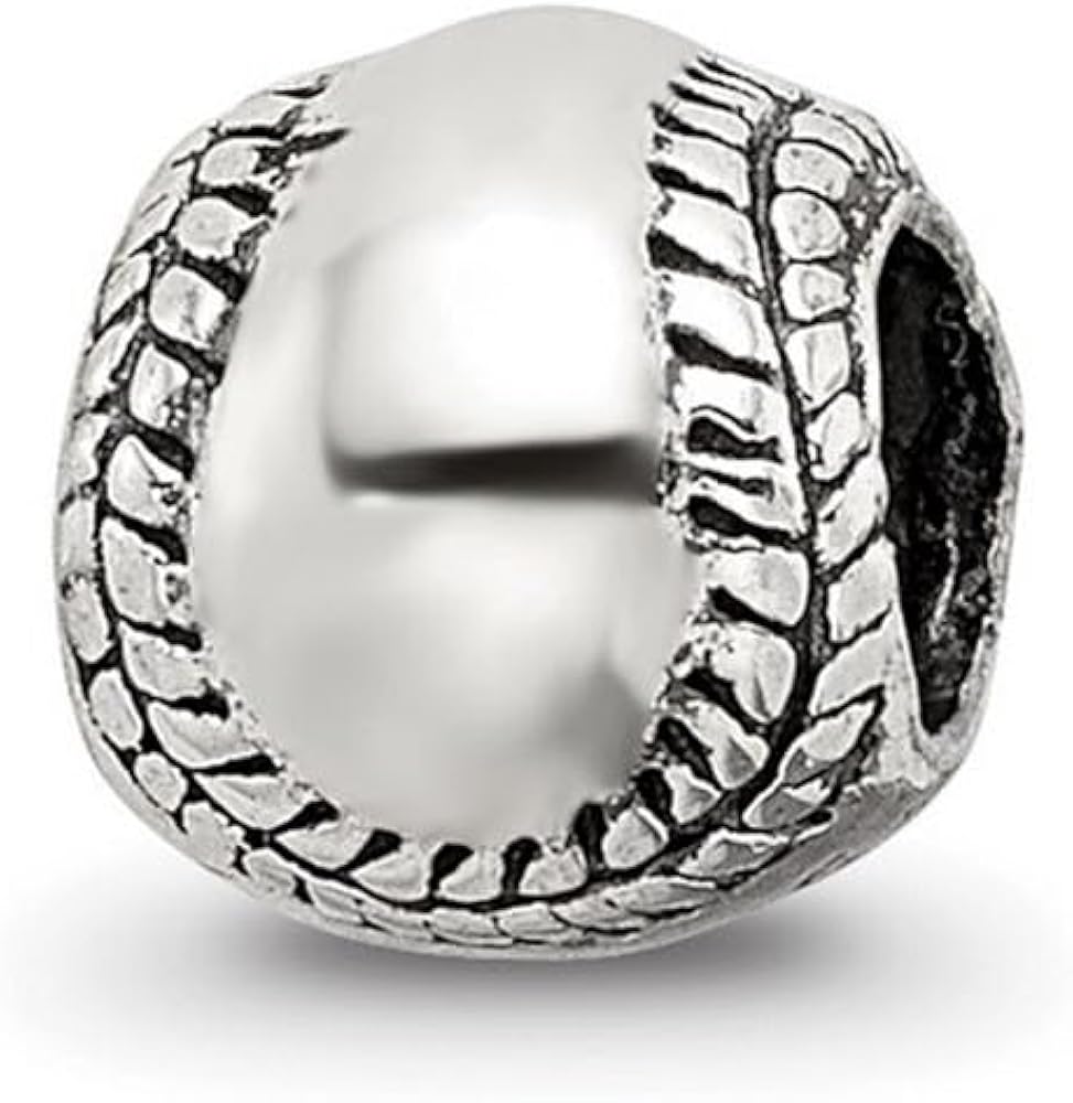 925 Sterling Silver Polished Reflections Kids Softball Bead Charm Pendant Necklace Measures 6.36x5.45mm Wide Jewelry for Women