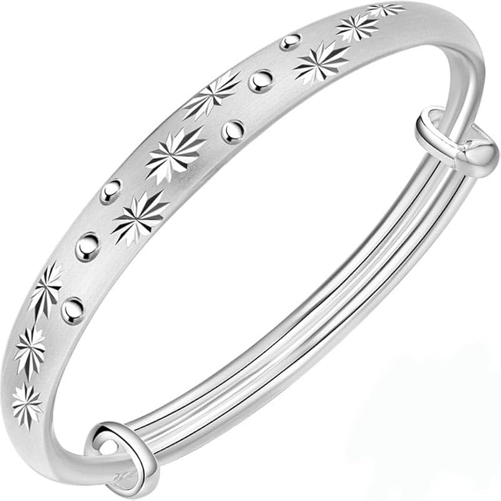 Push and pull sterling silver bangle s999 sterling silver sky star bangle frosted push-pull bracelet