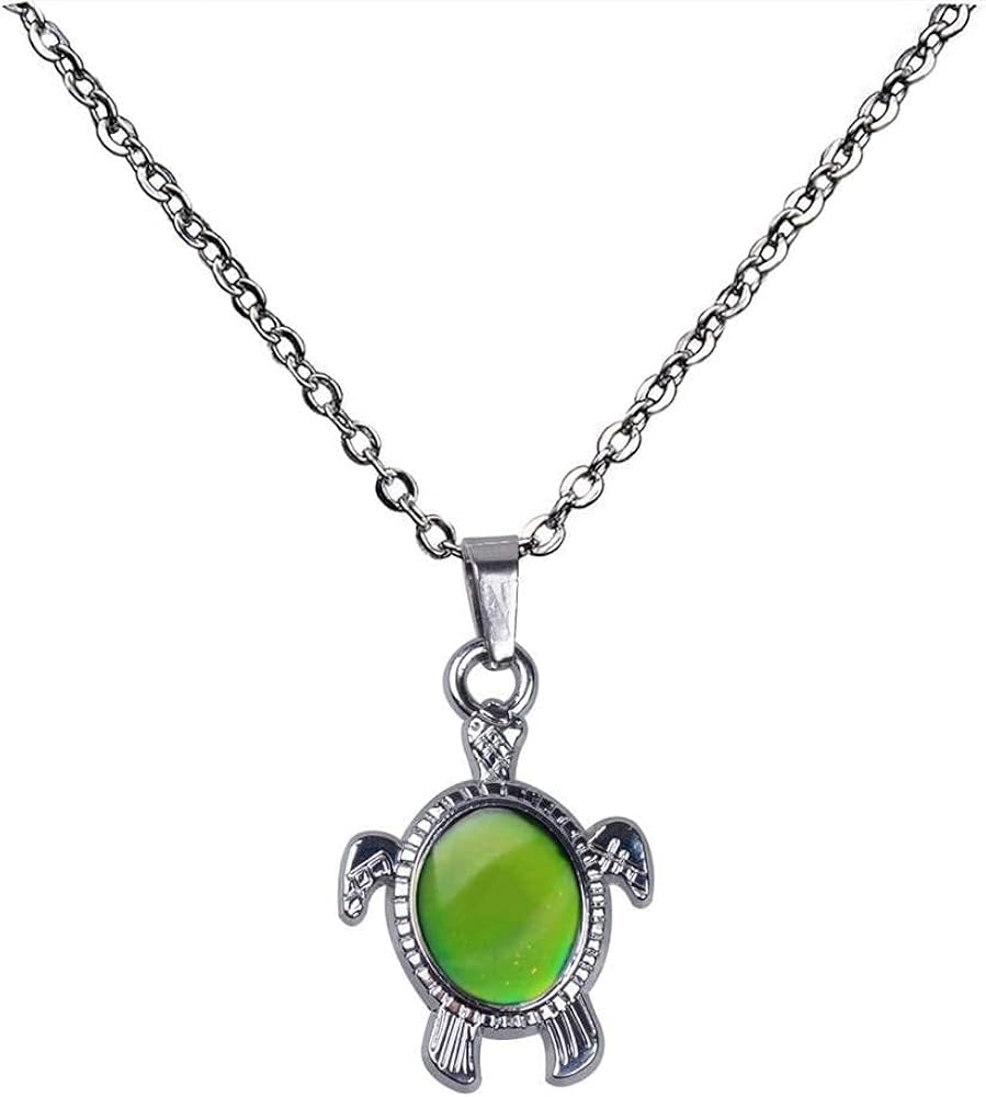 Turtle Mood Color Change Necklace Jewelry Stainless Steel Magic Pendant for Girls Durable and Professional, silver