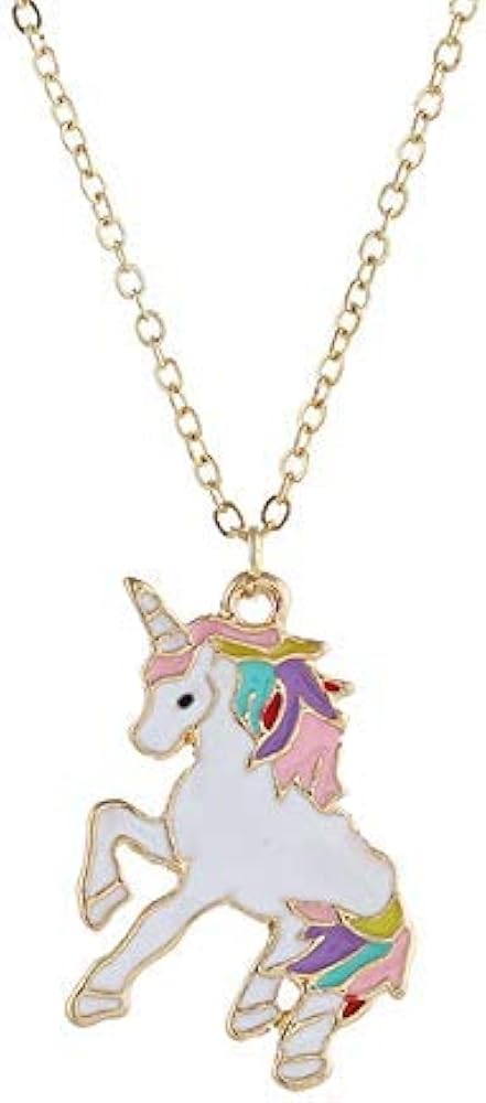 Unicorn Necklace Rainbow Unicorn Necklace Pendant Jewelry Gifts Christmas Birthday Gifts Friend Granddaughter Alloy Metal Necklace(1 Pack)