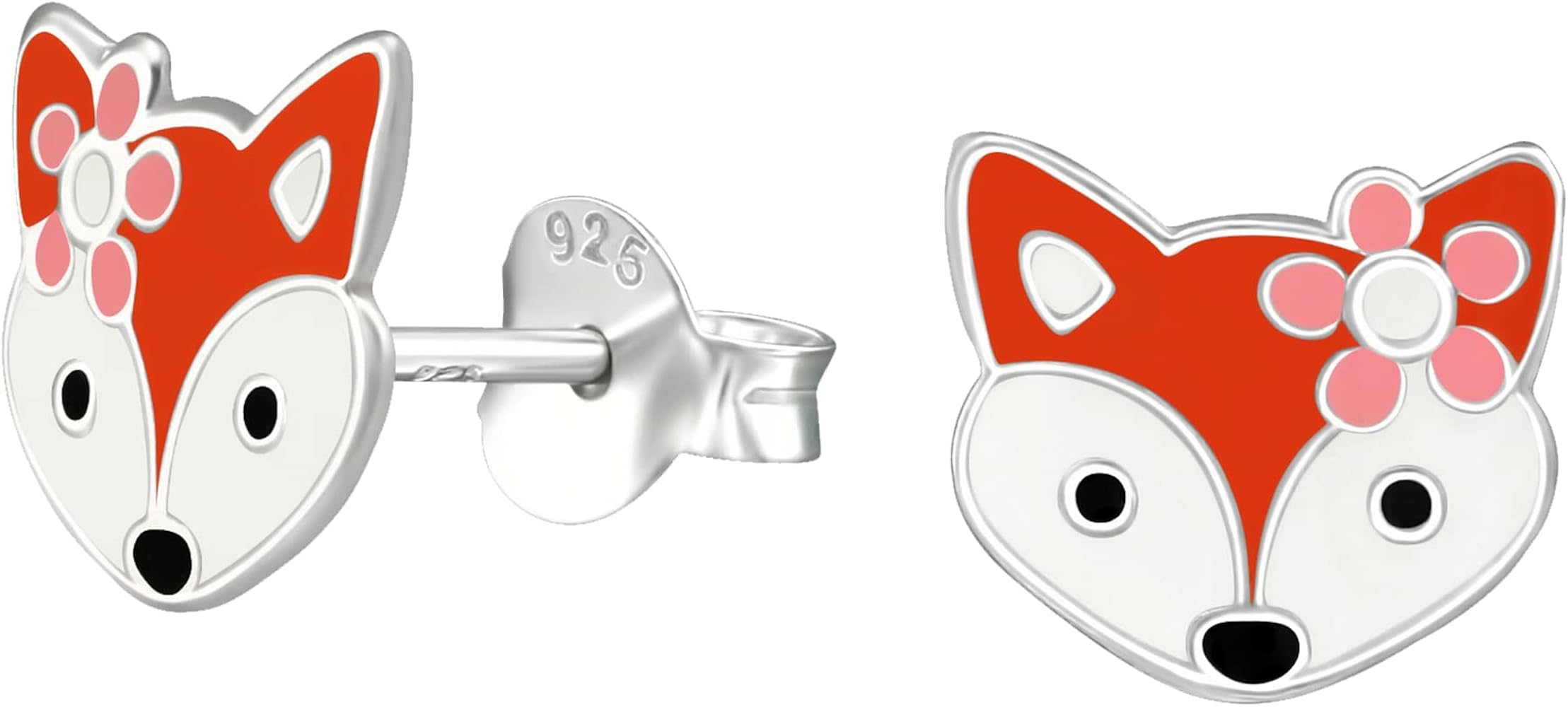 Fox .925 Sterling Silver Stud Earrings (Hypoallergenic)