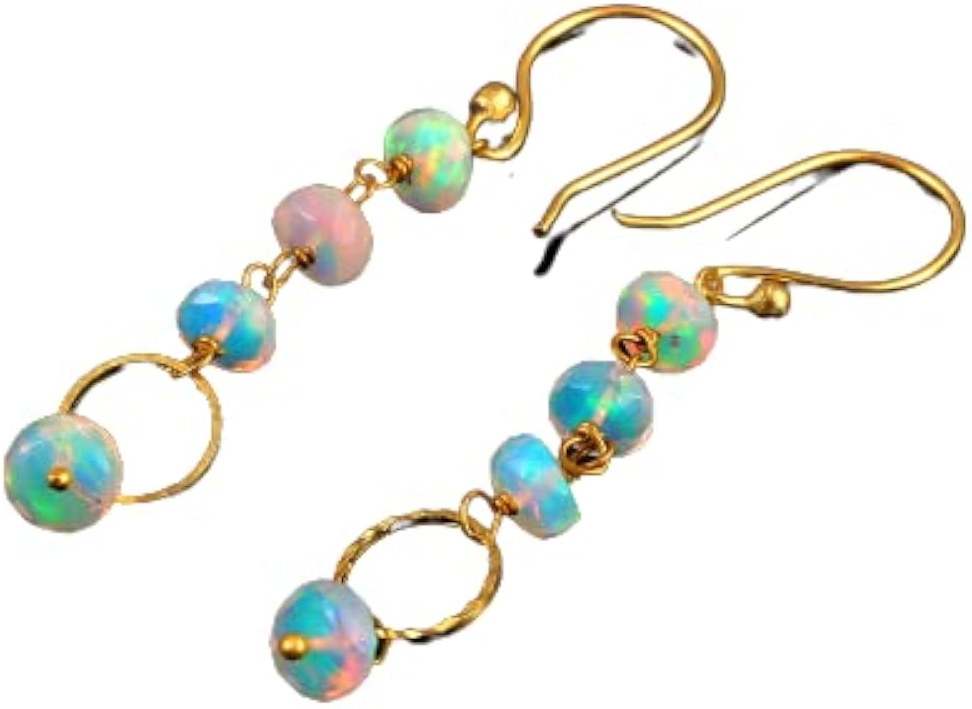 Handmade 925 Sterling Silver Gold Ethiopian Opal beads Earring Gift Jewelry